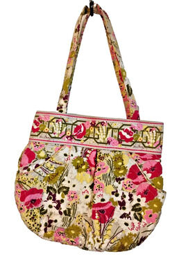 Vera Bradley Retired Make Me Blush Floral Quilted Cotton Tote Bag Cottagecore